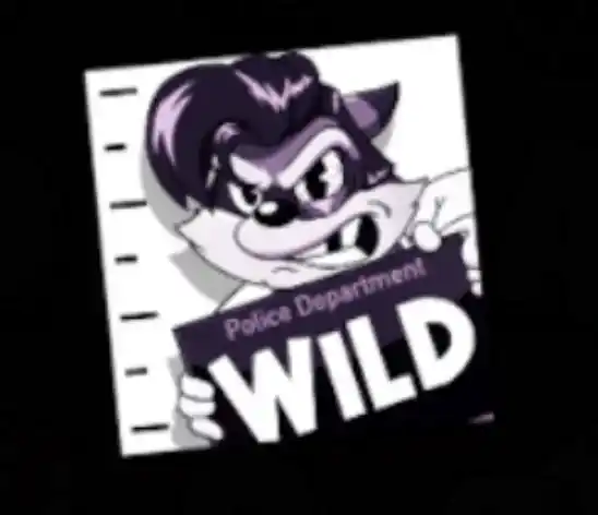 Comic-Wildsymbol eines Waschbären mit „WILD“-Text im Le King Slot